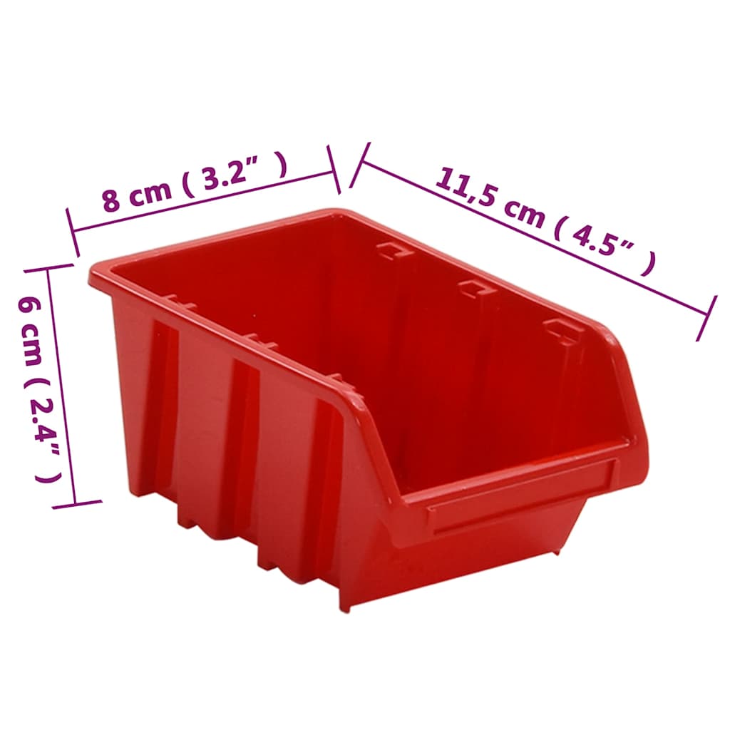 35-dijelni set polica za radionicu crveno-crni 77 x 39 cm PP
