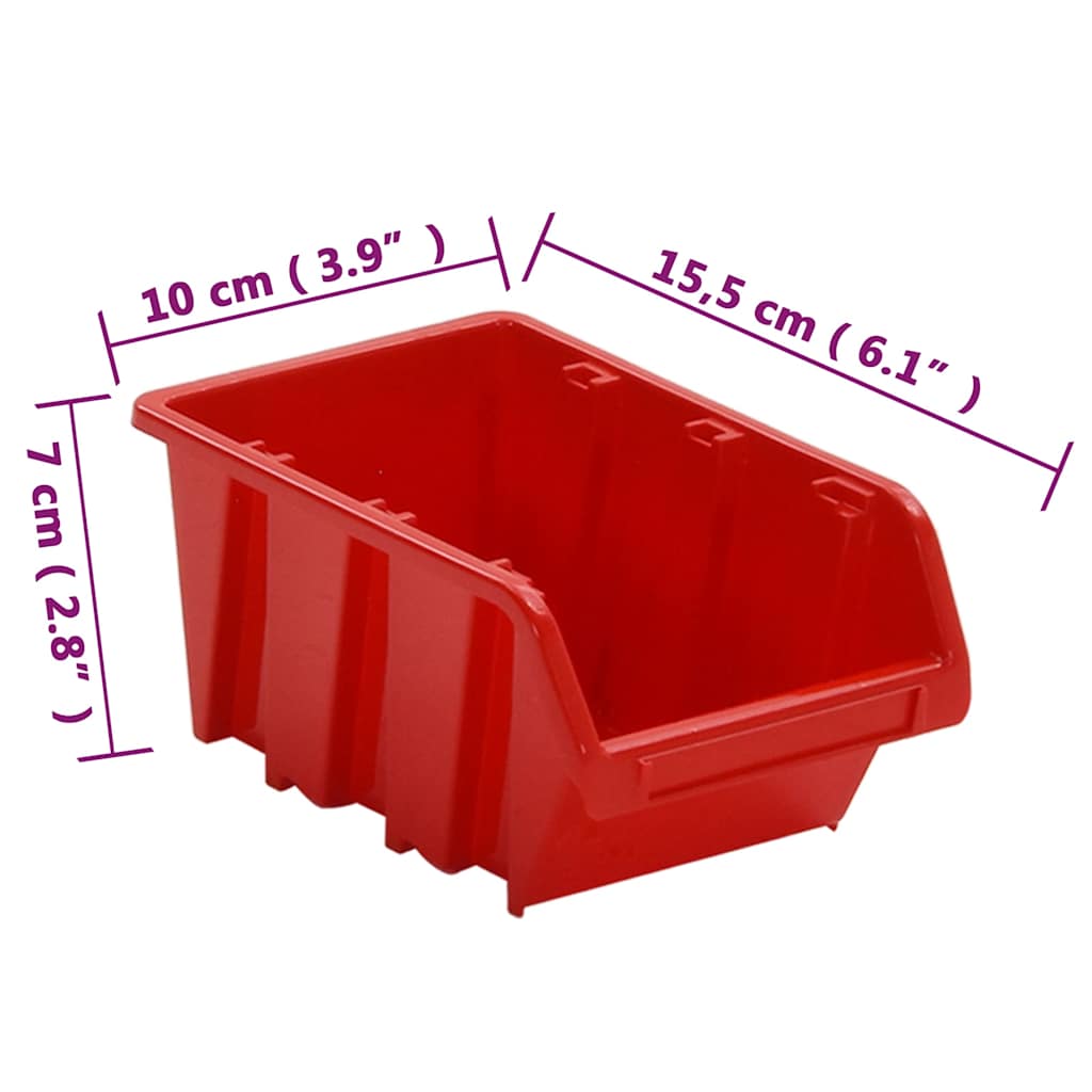 35-dijelni set polica za radionicu crveno-crni 77 x 39 cm PP