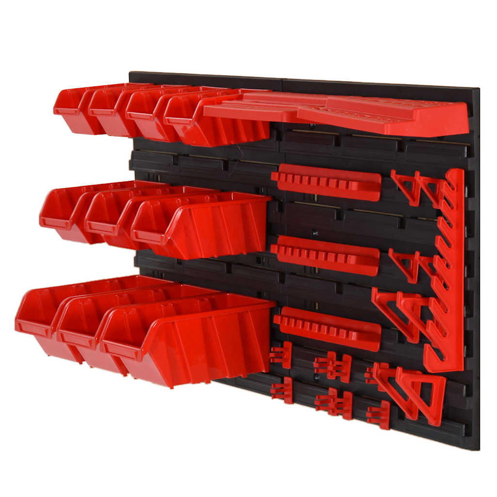 35-dijelni set polica za radionicu crveno-crni 77 x 39 cm PP
