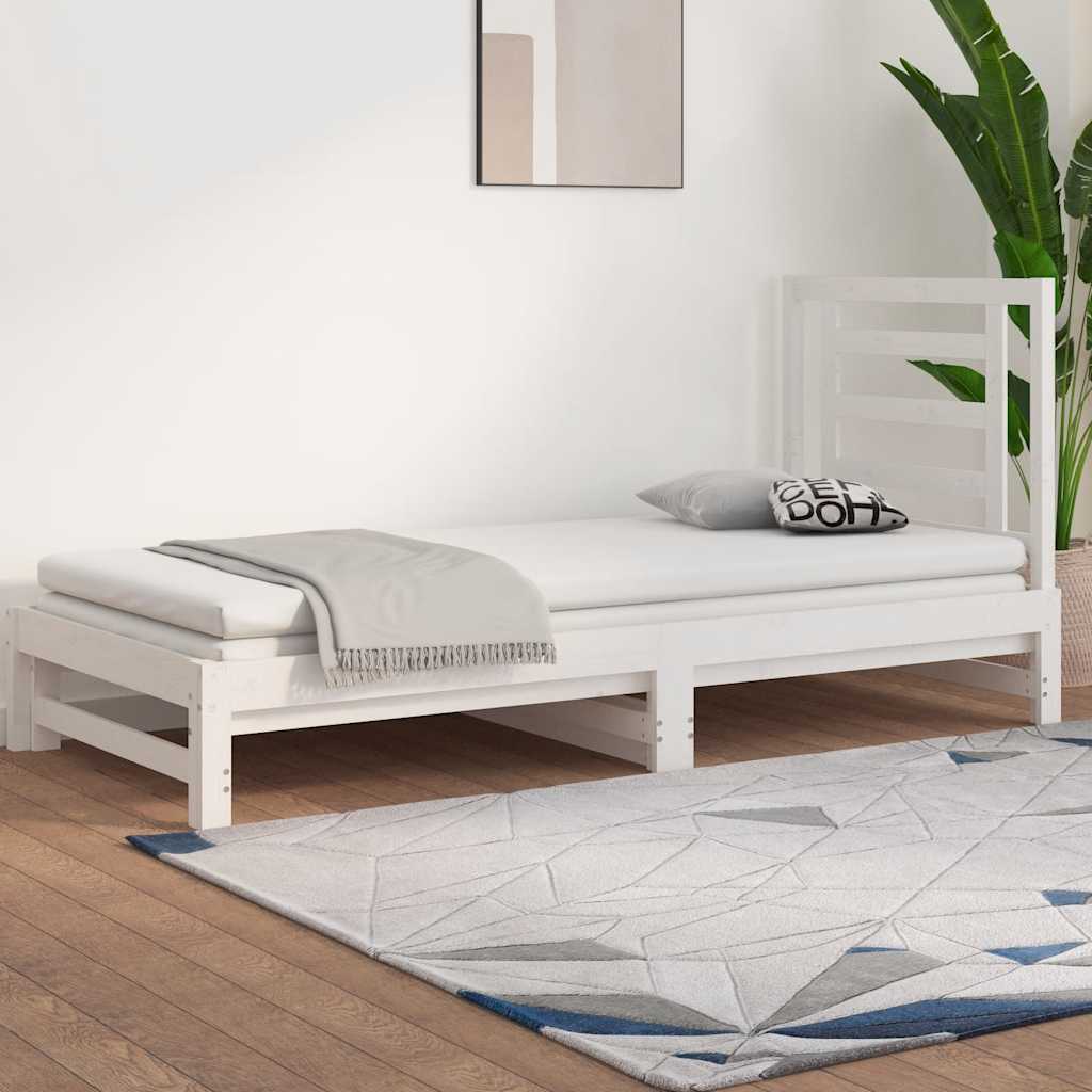 Dnevni ležaj na izvlačenje bijeli 2x(90x200)cm masivna borovina