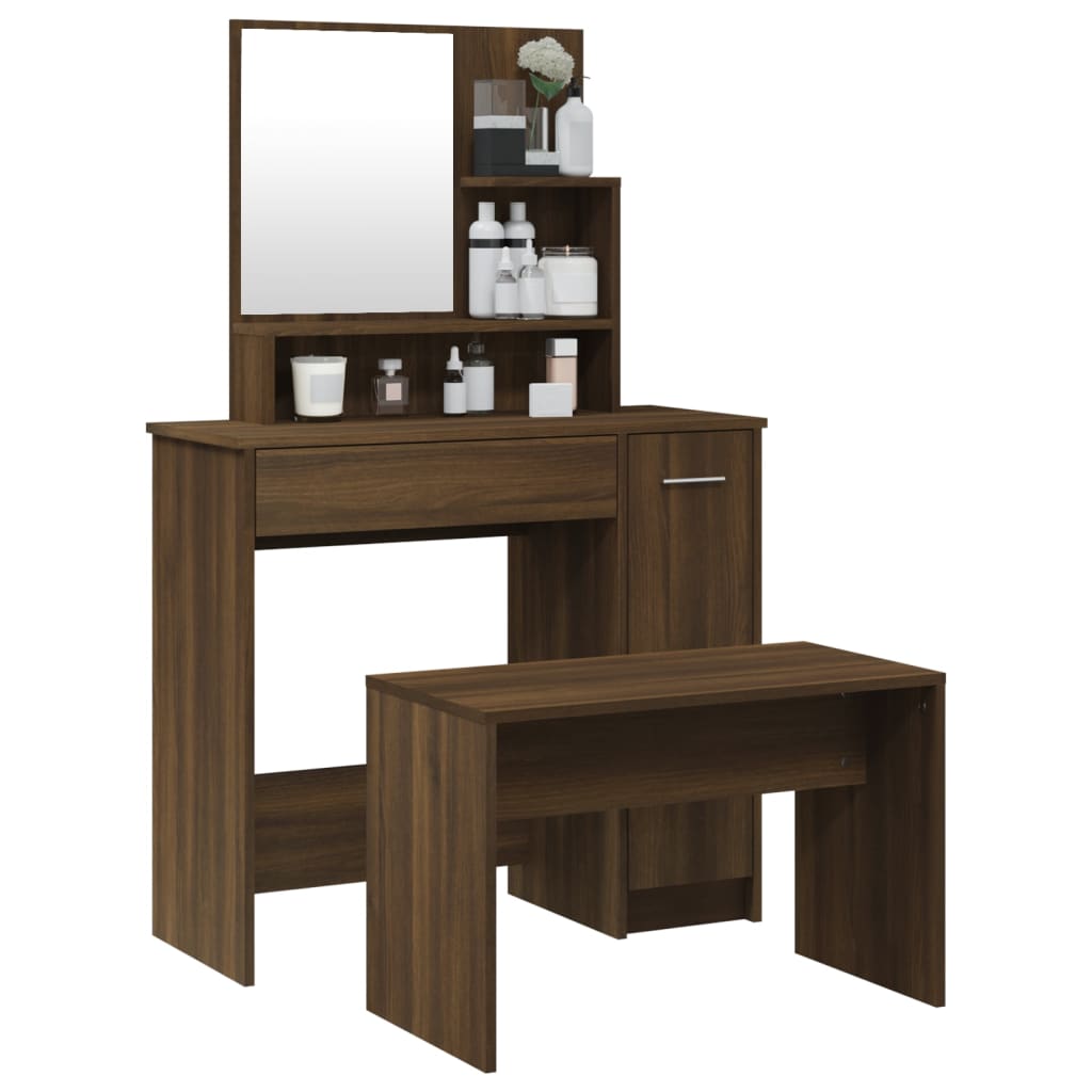 Set toaletni stolić boja smeđeg hrasta 86,5x35x136 cm