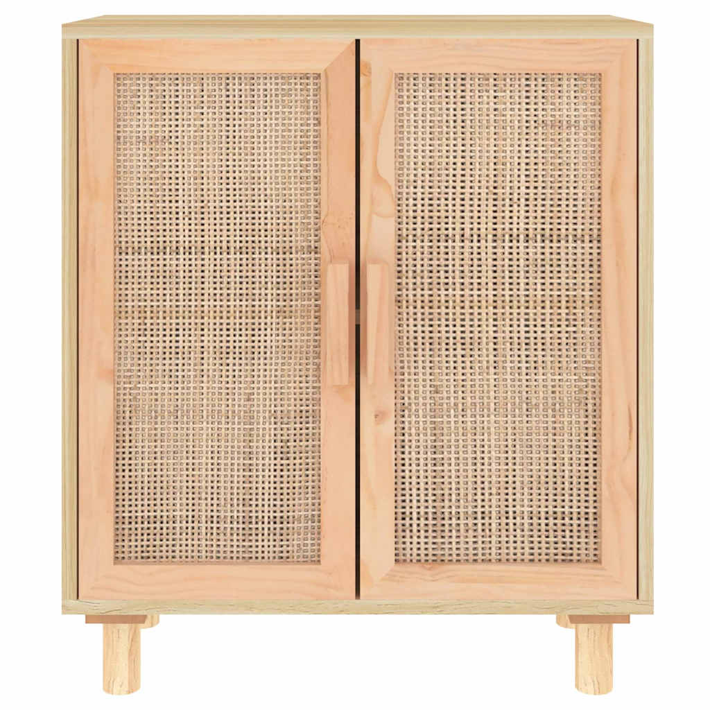 Komoda smeđa 60 x 30 x 70 cm masivna borovina i prirodni ratan