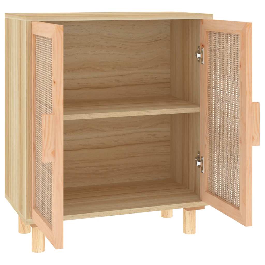 Komoda smeđa 60 x 30 x 70 cm masivna borovina i prirodni ratan