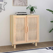Komoda smeđa 60 x 30 x 70 cm masivna borovina i prirodni ratan