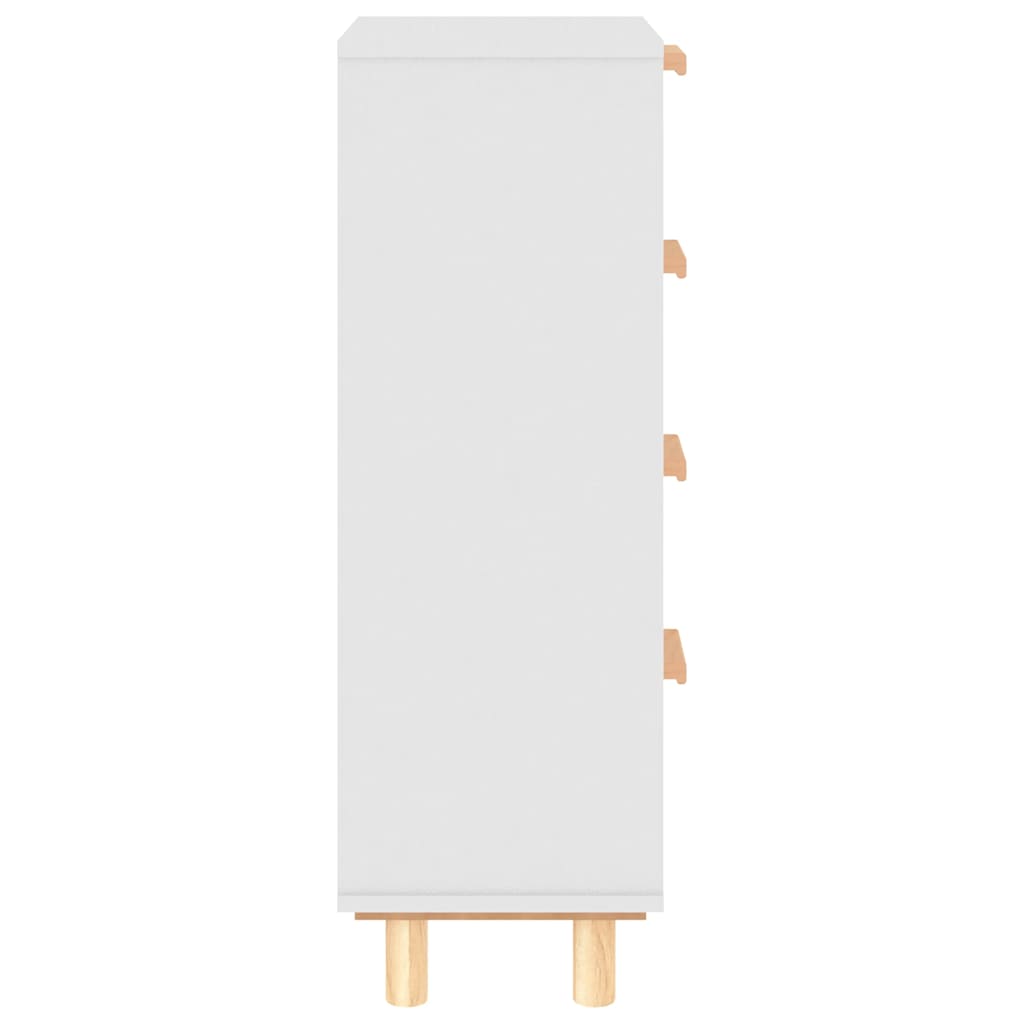 Komoda bijela 40 x 30 x 90 cm masivna borovina i prirodni ratan