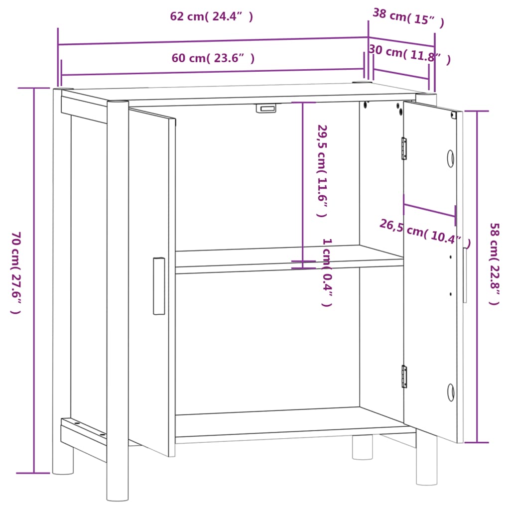 Komoda crna 62 x 38 x 70 cm od konstruiranog drva