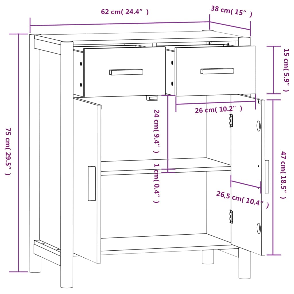 Komoda crna 62 x 38 x 75 cm od konstruiranog drva