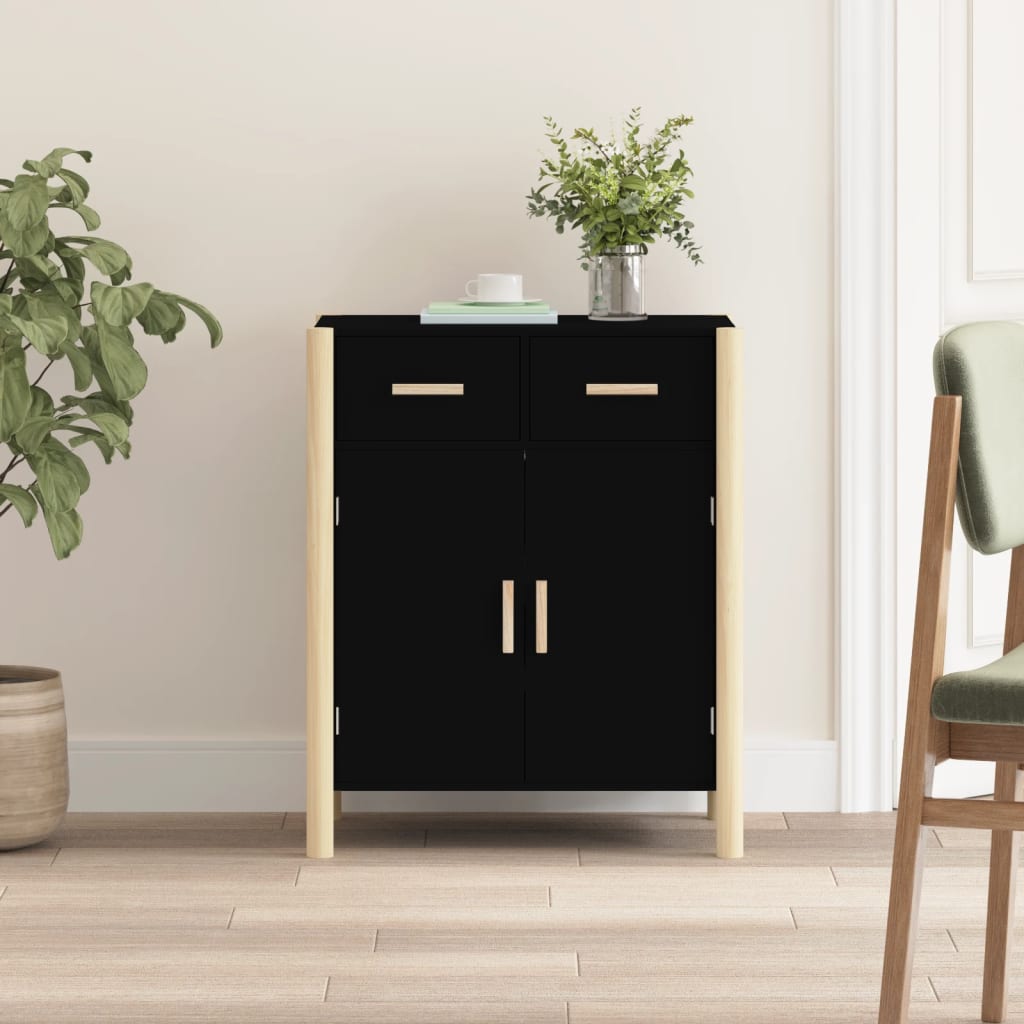 Komoda crna 62 x 38 x 75 cm od konstruiranog drva
