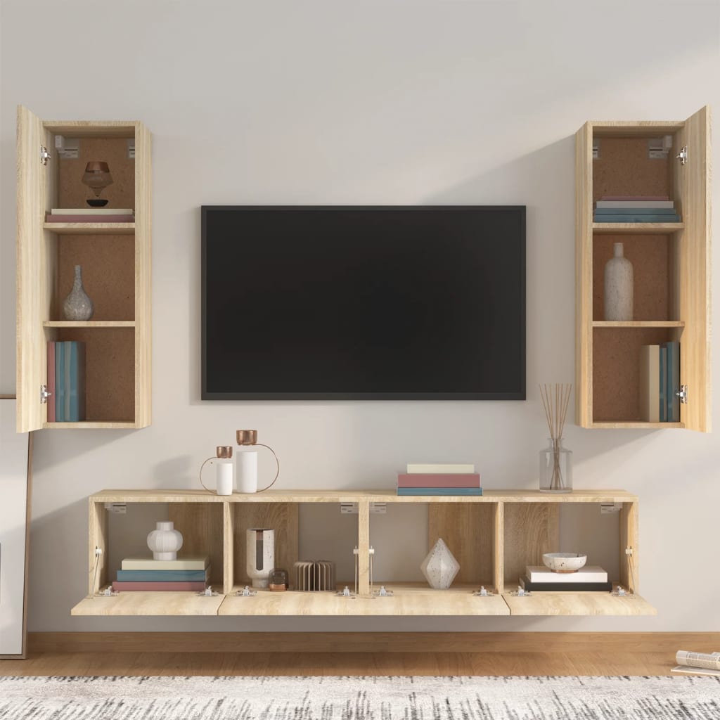 4-dijelni set TV ormarića boja hrasta sonome konstruirano drvo