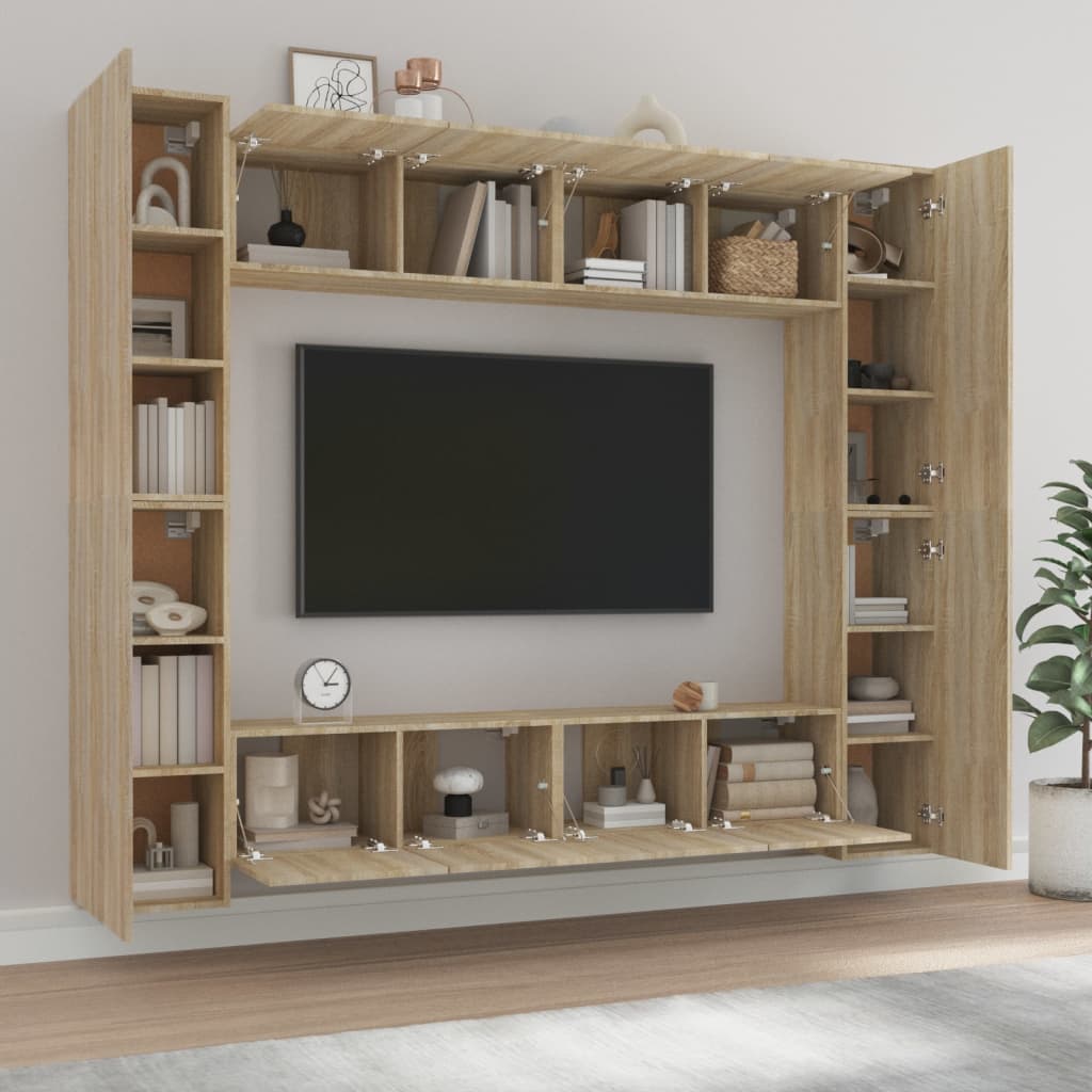 8-dijelni set TV ormarića boja hrasta sonome konstruirano drvo