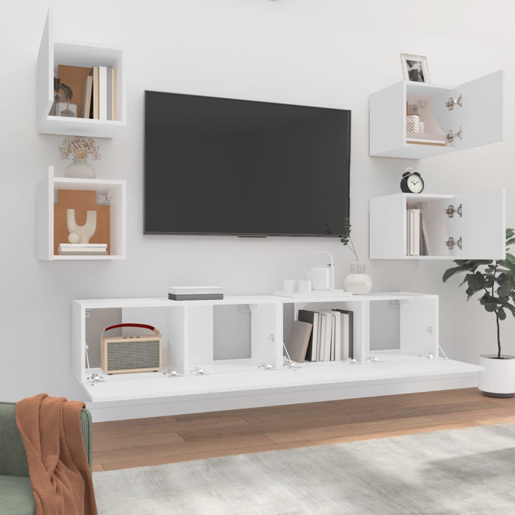 6-dijelni set TV ormarića bijeli od konstruiranog drva