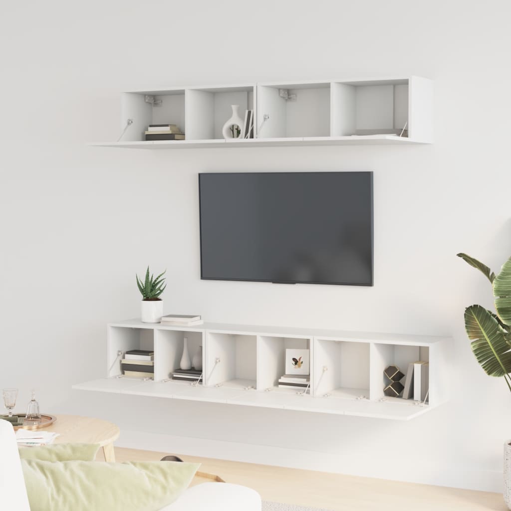 5-dijelni set TV ormarića bijeli od konstruiranog drva