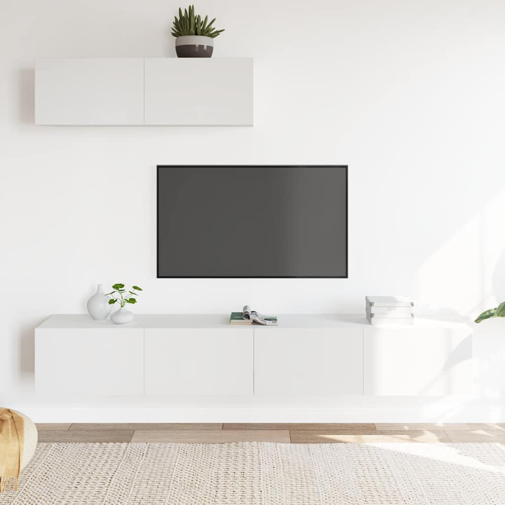 3-dijelni set TV ormarića bijeli od konstruiranog drva
