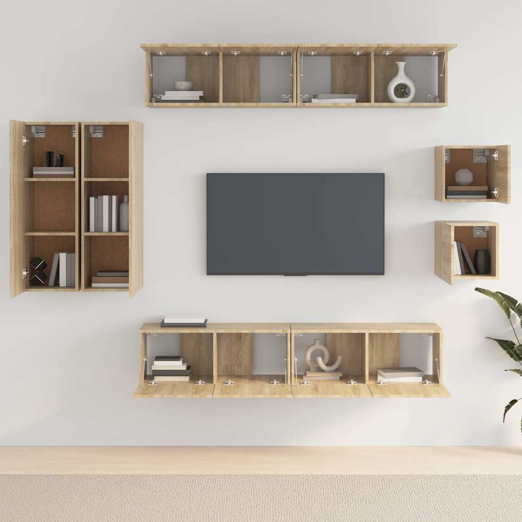 8-dijelni set TV ormarića boja hrasta sonome konstruirano drvo