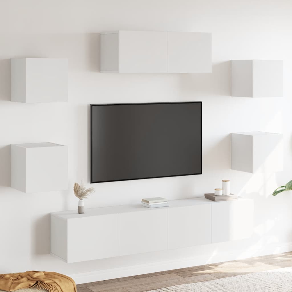7-dijelni set TV ormarića bijeli od konstruiranog drva
