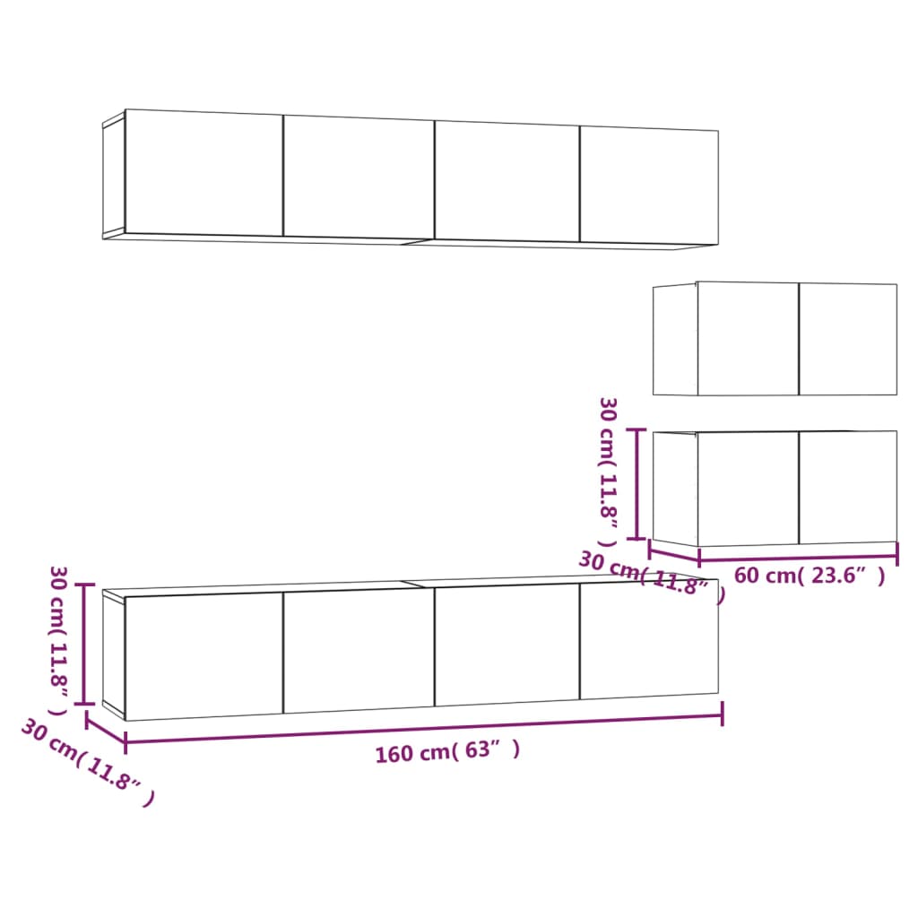 6-dijelni set TV ormarića bijeli od konstruiranog drva