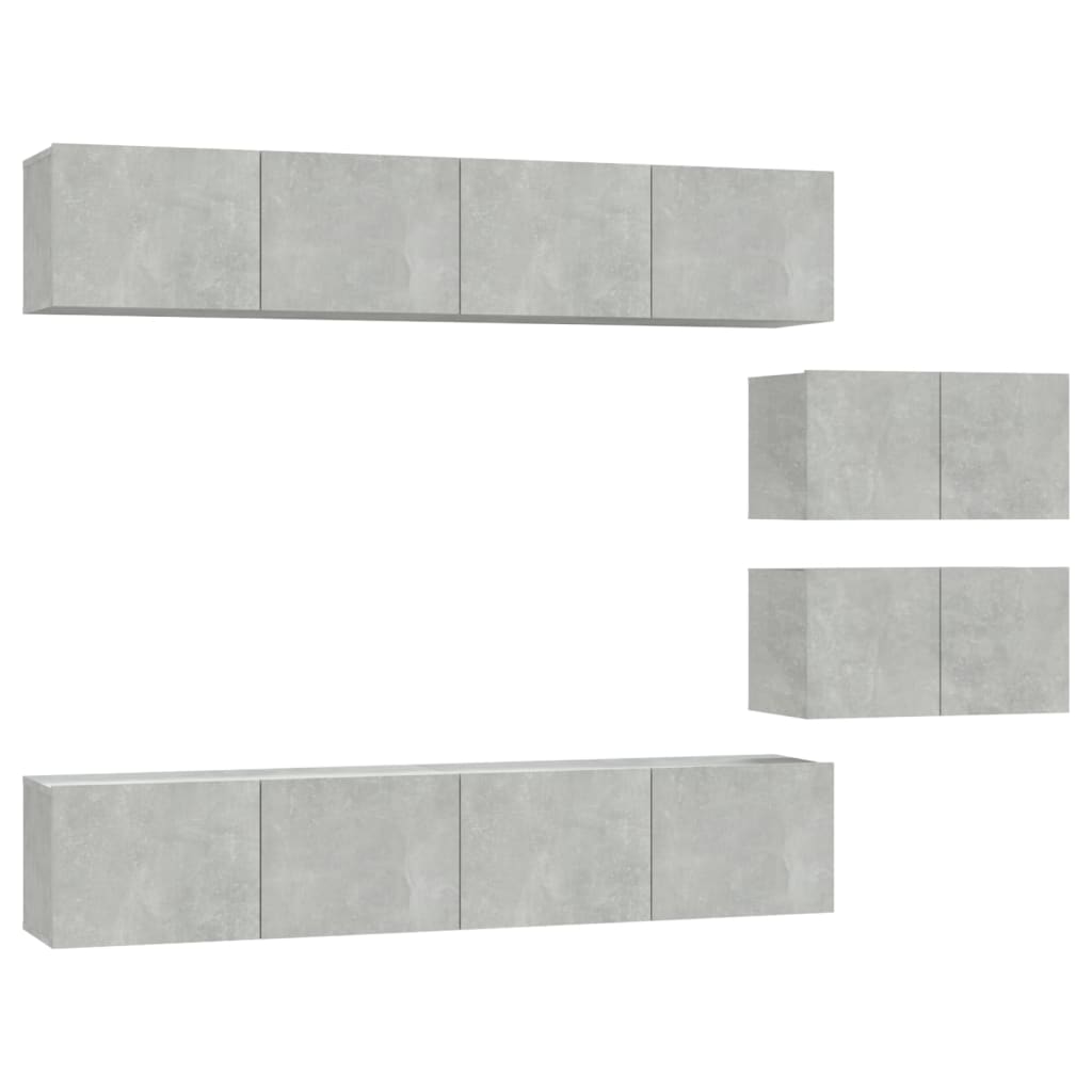 6-dijelni set TV ormarića siva boja betona drveni