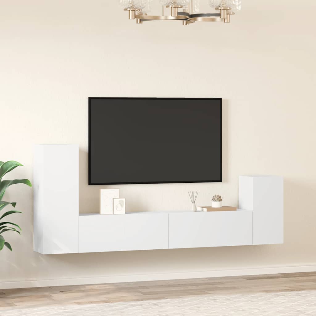 4-dijelni set TV ormarića bijeli od konstruiranog drva