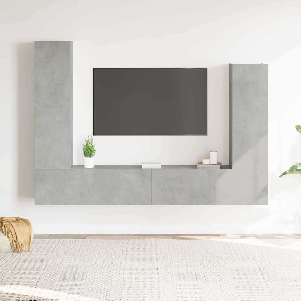 4-dijelni set TV ormarića siva boja betona drveni