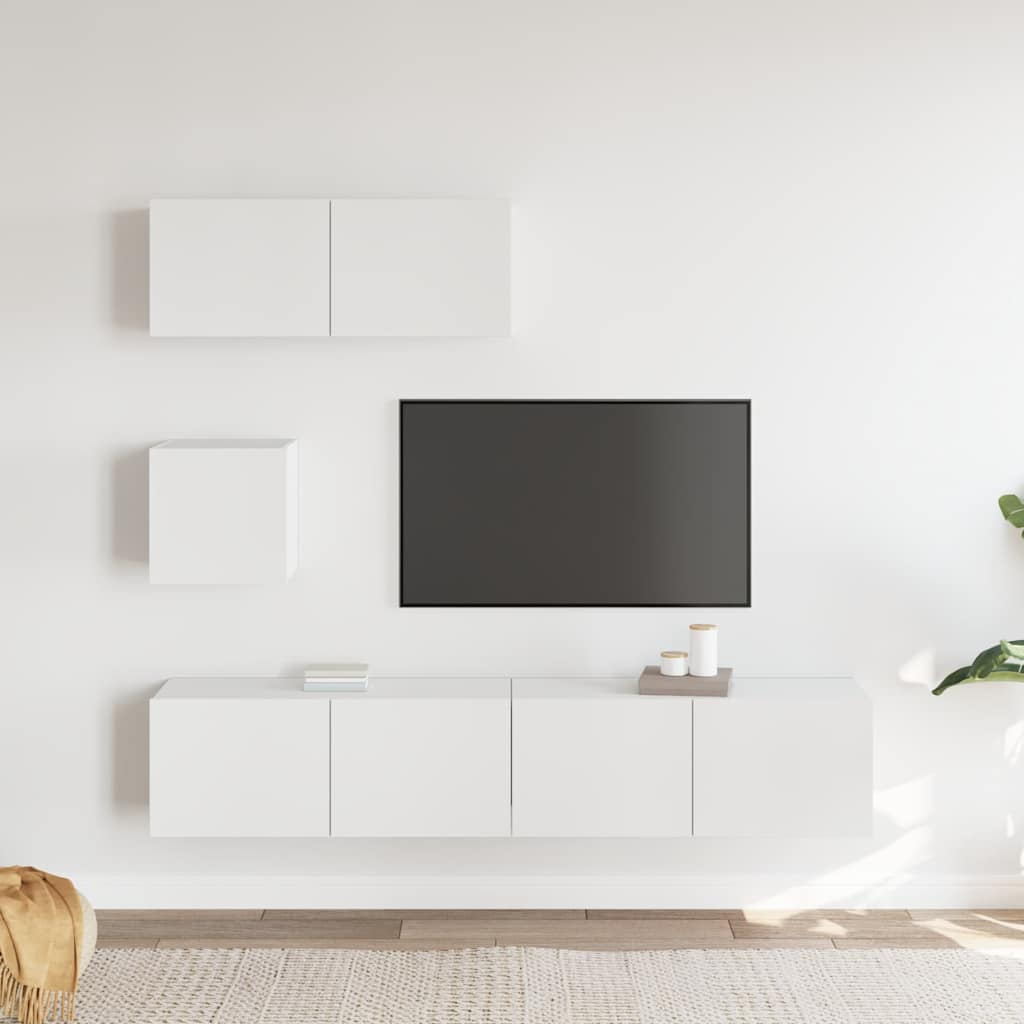 4-dijelni set TV ormarića bijeli od konstruiranog drva