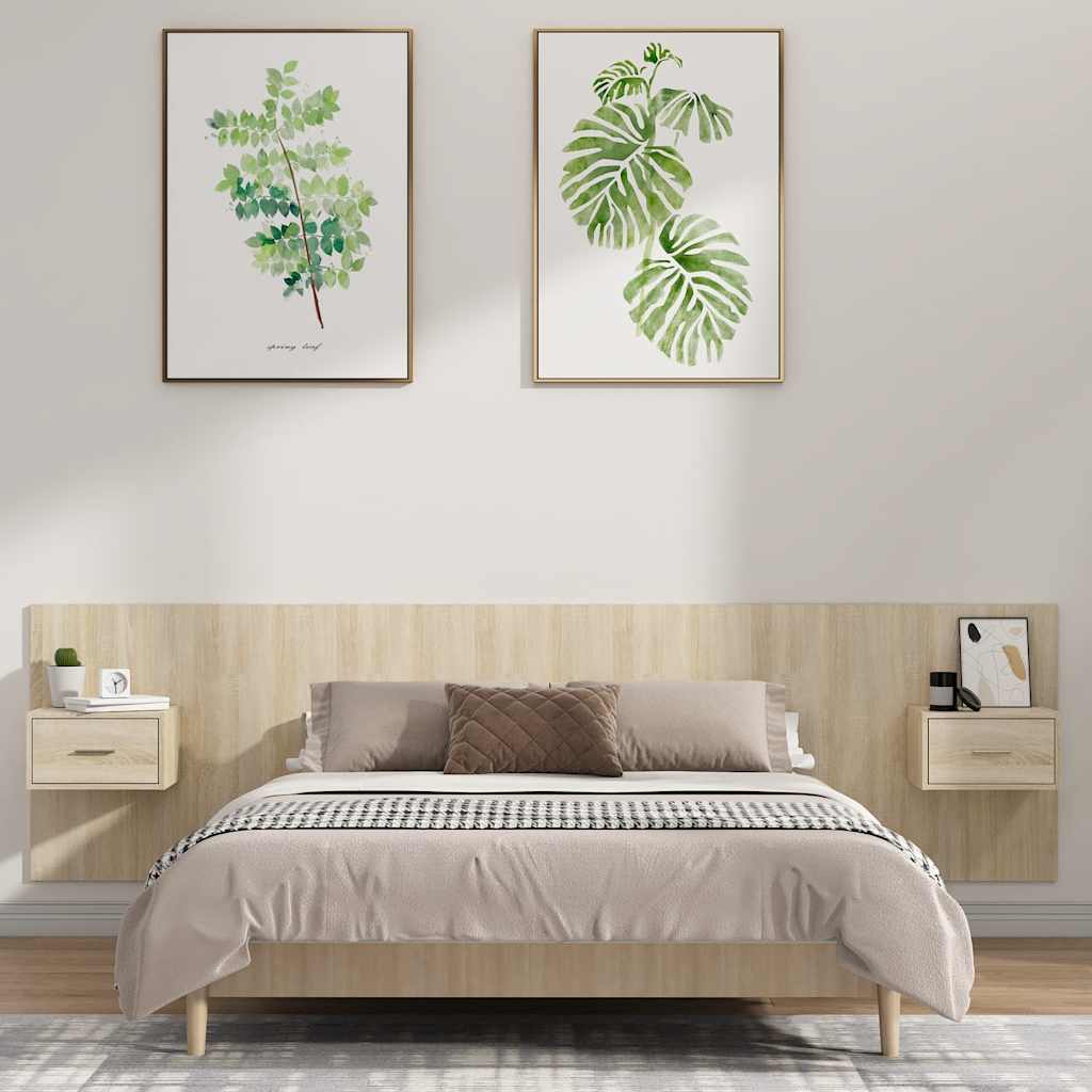 Uzglavlje za krevet s ormarićima boja hrasta konstruirano drvo