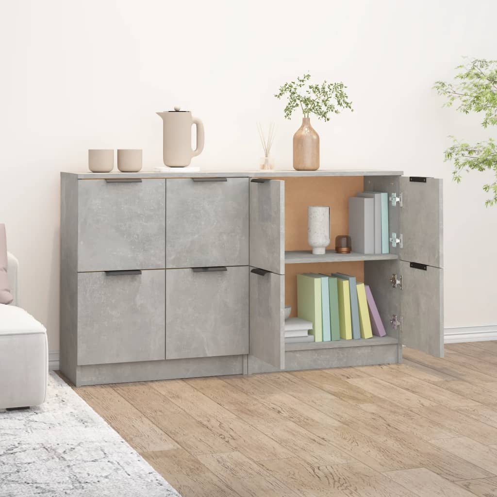 Komoda 2 kom siva boja betona 60x30x70 cm od konstruiranog drva