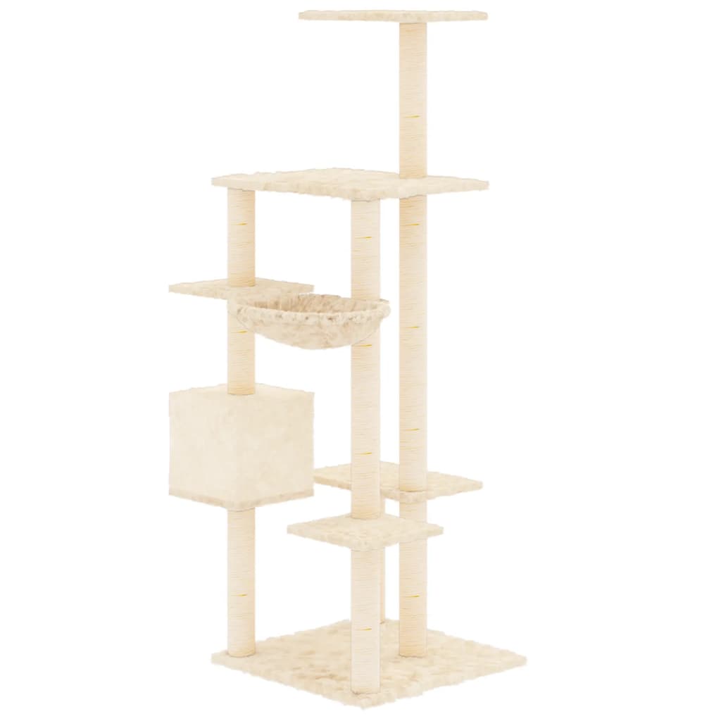 Penjalica za mačke sa stupovima za grebanje krem 142 cm