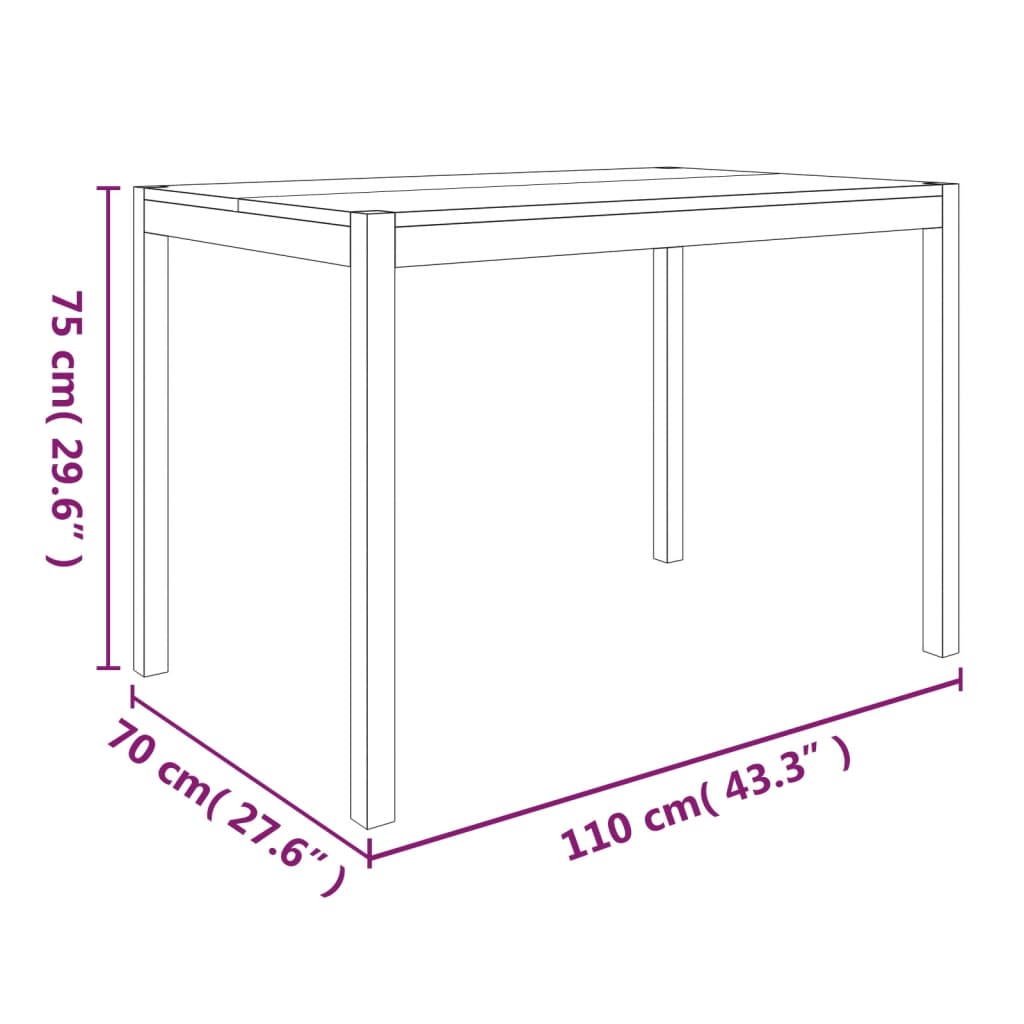 Blagovaonski stol 110 x 70 x 75 cm od masivnog bagremovog drva