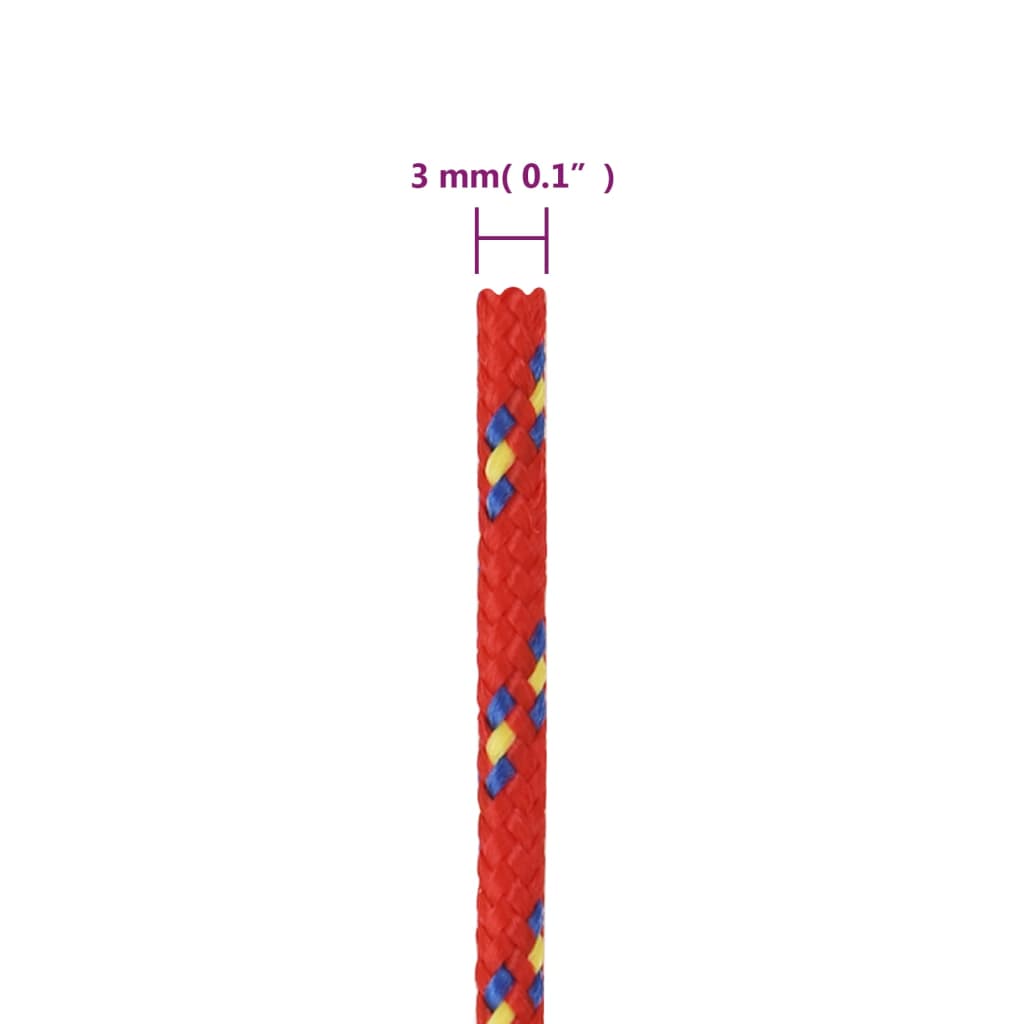 Brodski konop crveni 3 mm 100 m od polipropilena