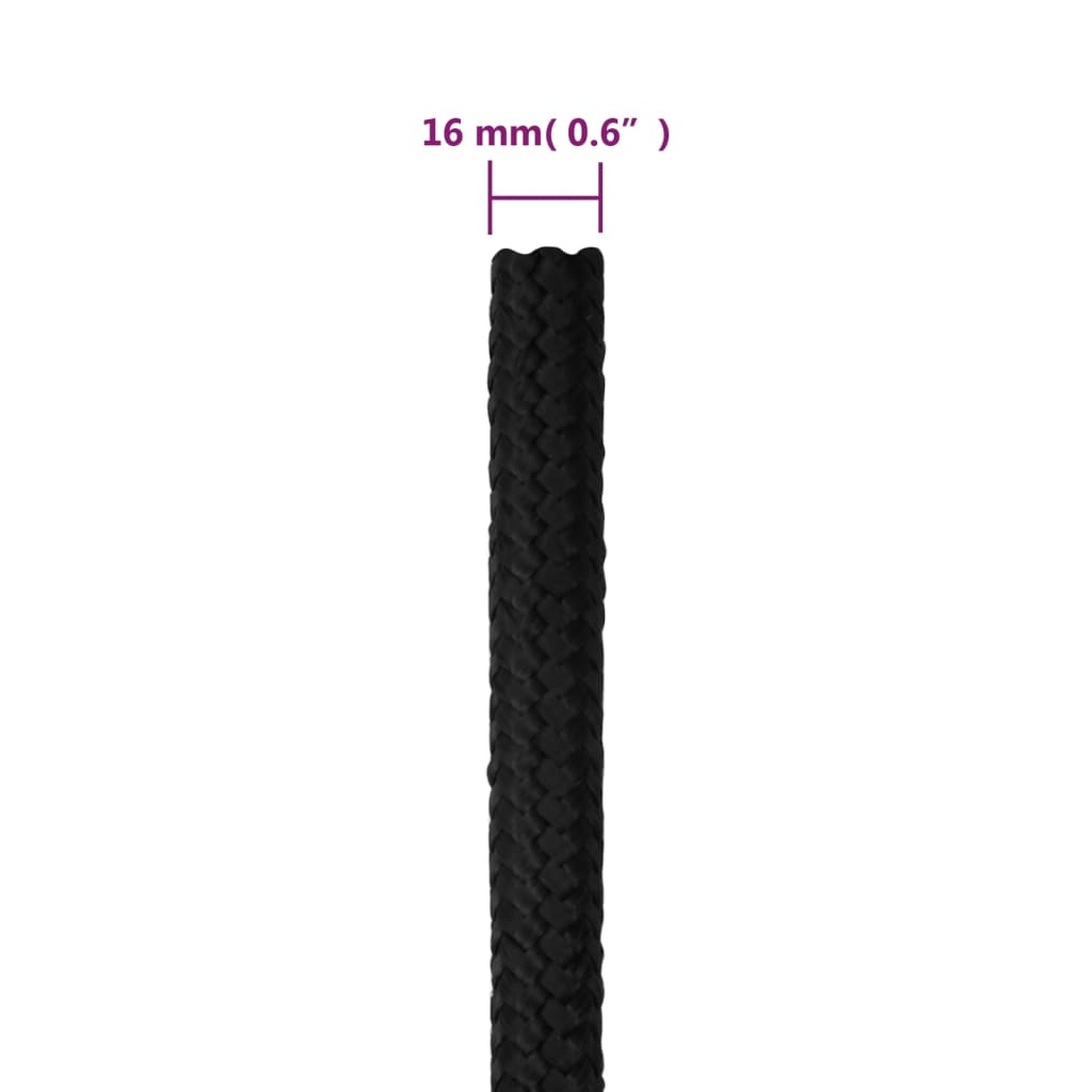 Brodski konop tamnocrni 16 mm 100 m od polipropilena
