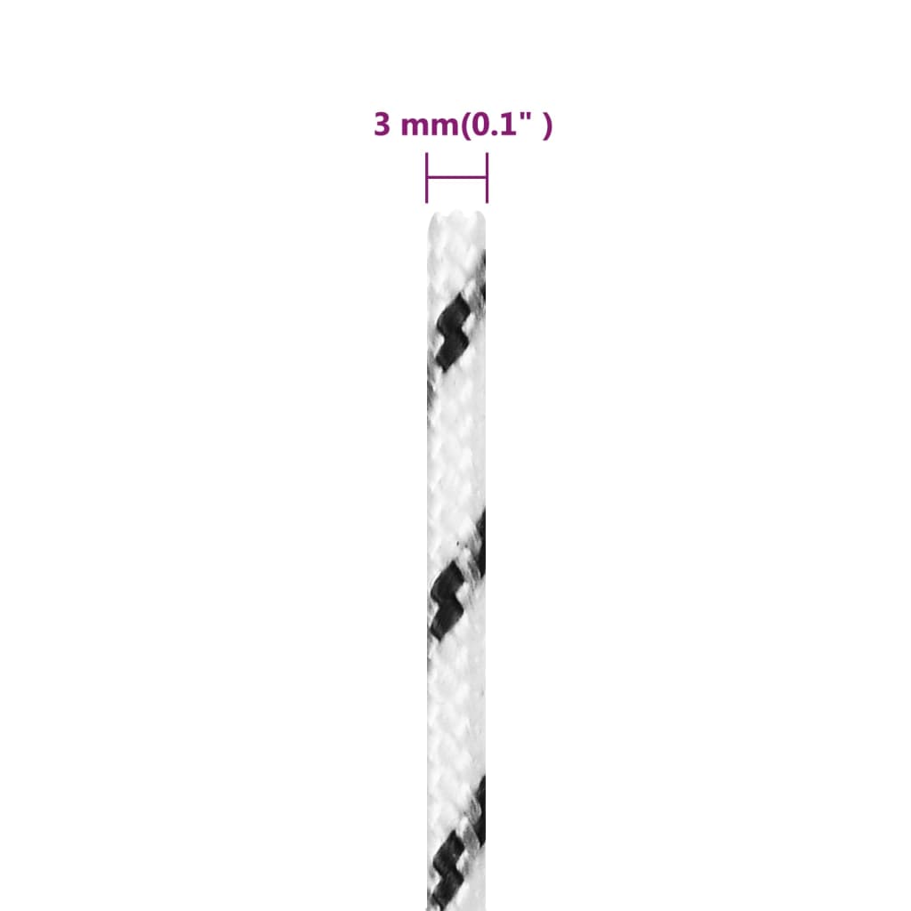 Pleteni brodski konop bijeli 3 mm x 250 m poliesterski