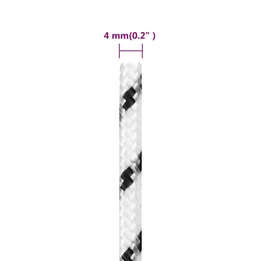 Pleteni brodski konop bijeli 4 mm x 500 m poliesterski