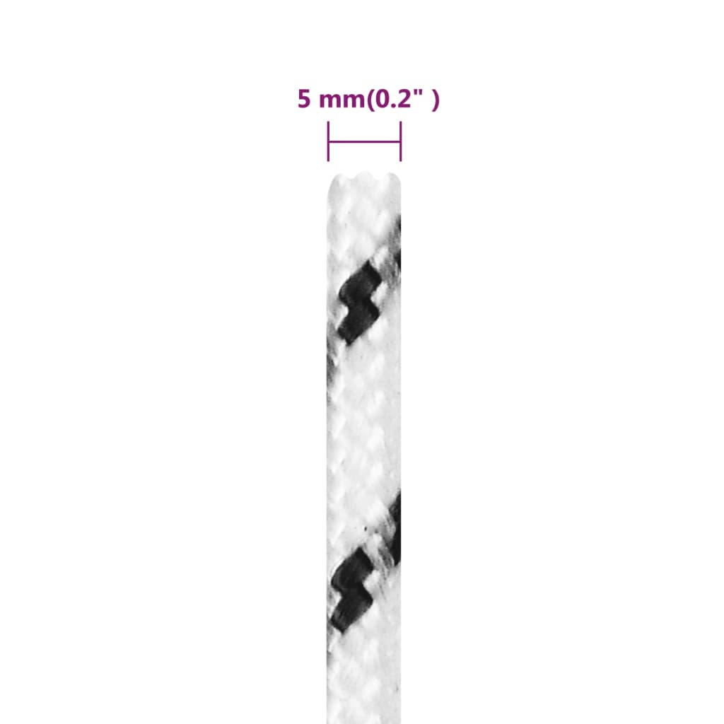 Pleteni brodski konop bijeli 5 mm x 25 m poliesterski