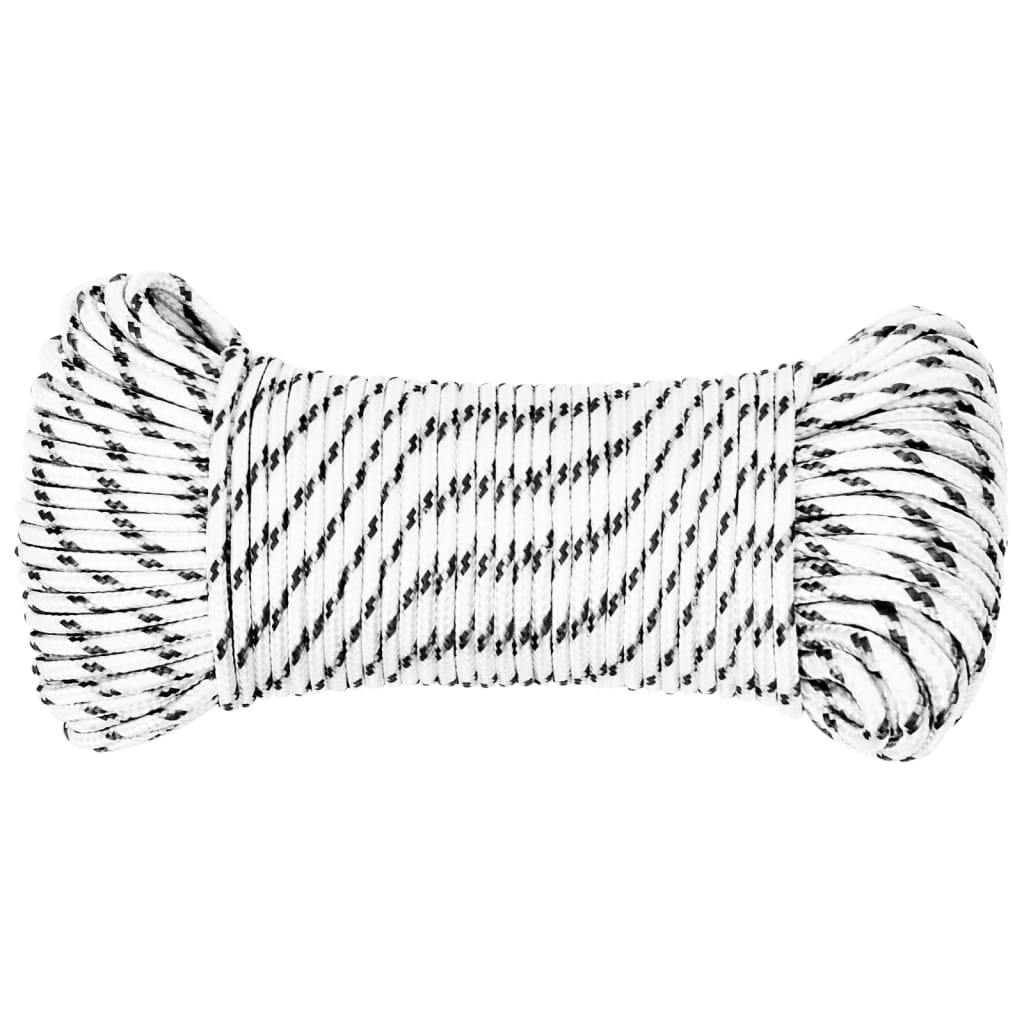 Pleteni brodski konop bijeli 5 mm x 250 m poliesterski