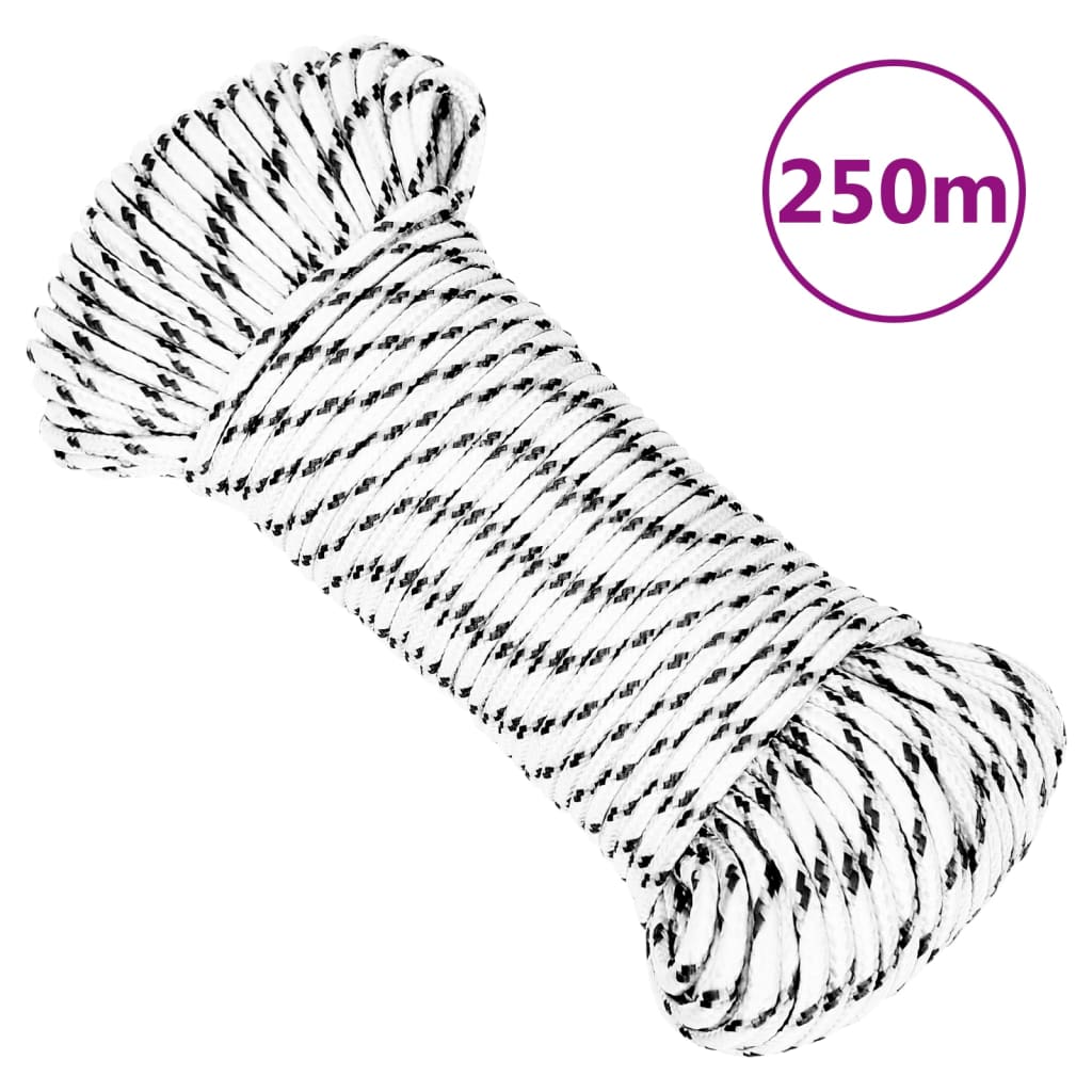Pleteni brodski konop bijeli 5 mm x 250 m poliesterski