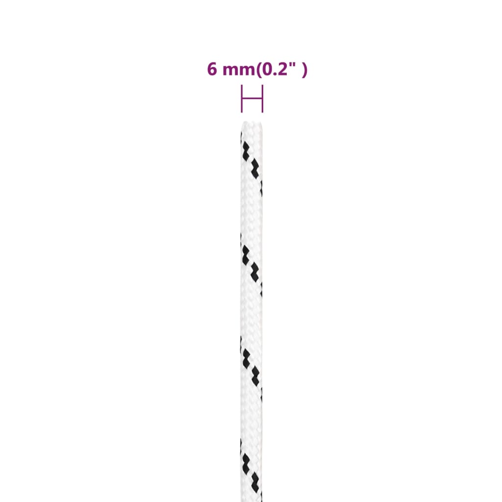 Pleteni brodski konop bijeli 6 mm x 100 m poliesterski