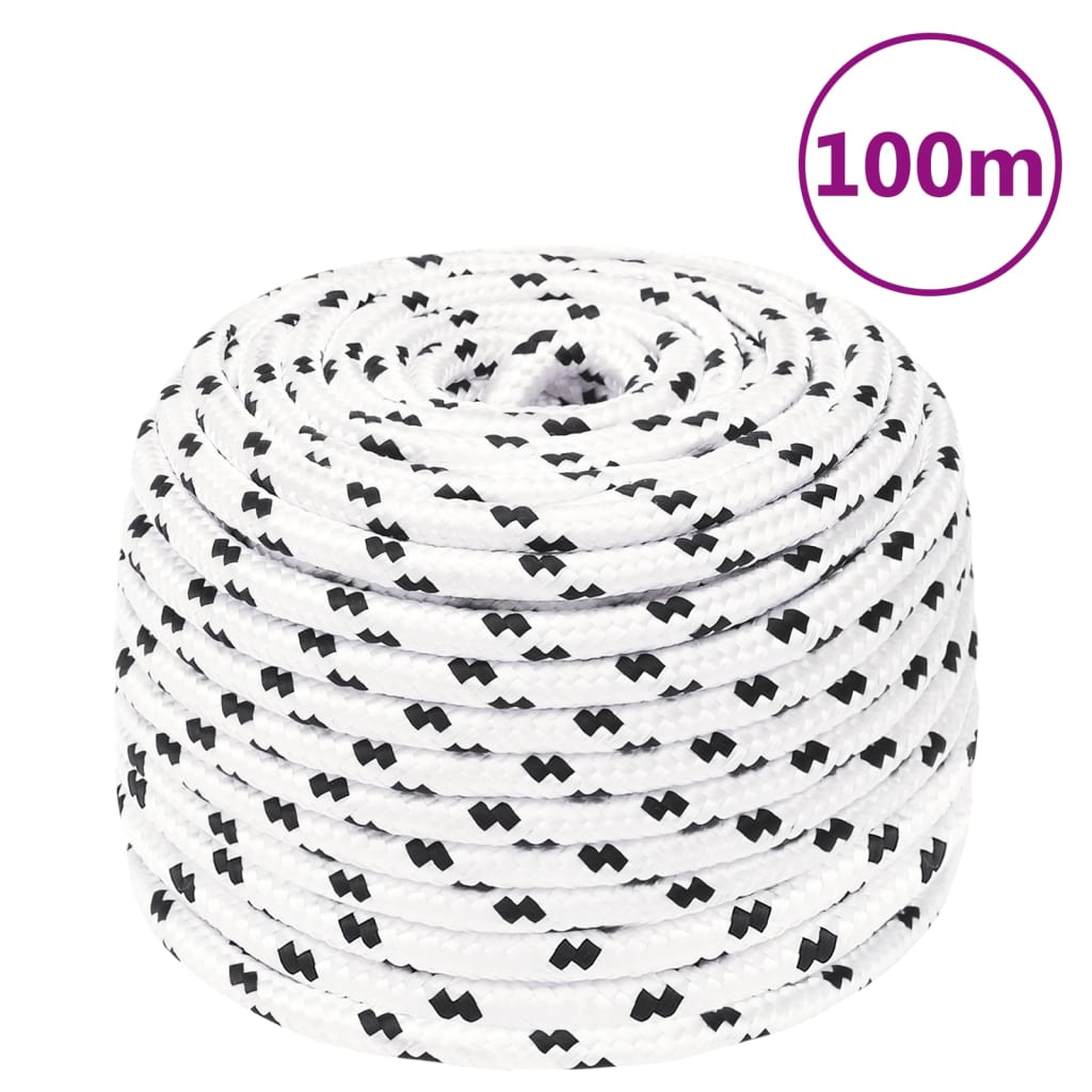 Pleteni brodski konop bijeli 8 mm x 100 m poliesterski