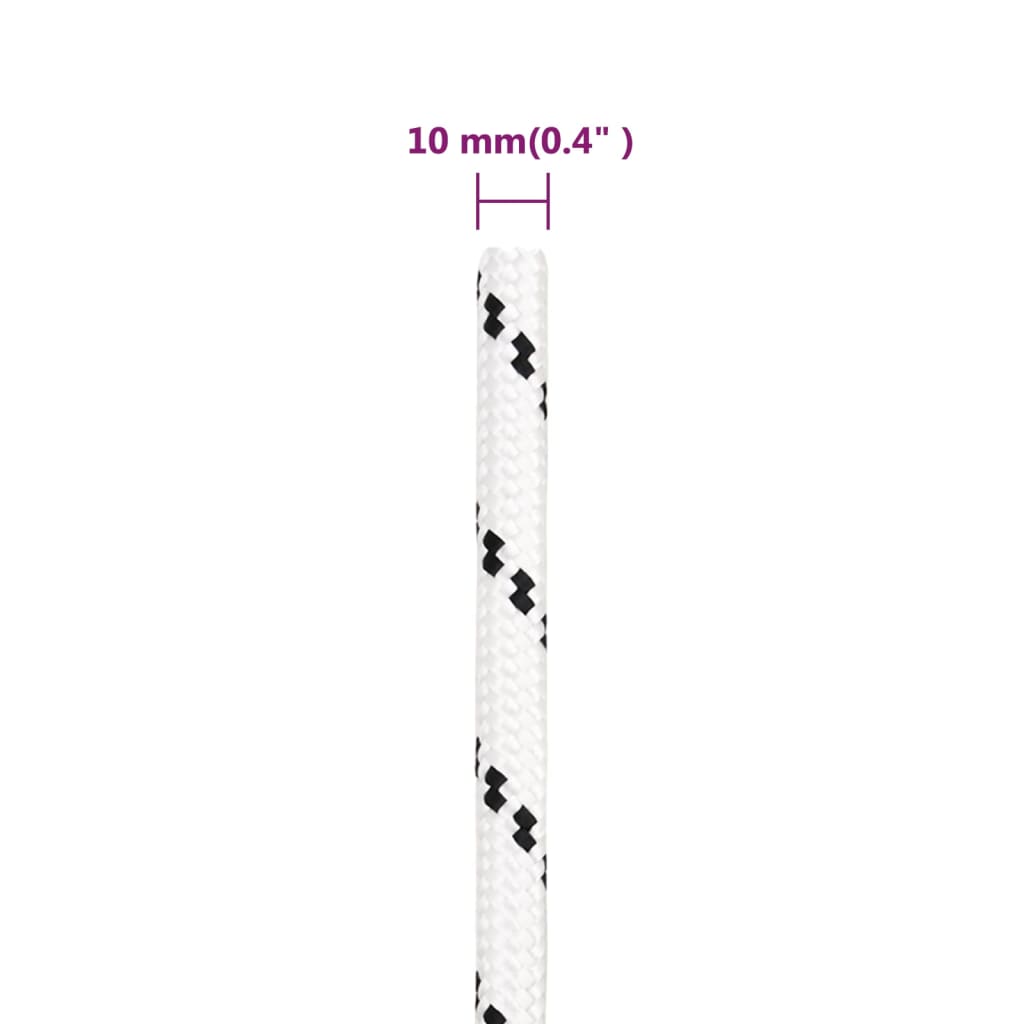 Pleteni brodski konop bijeli 10 mm x 25 m poliesterski