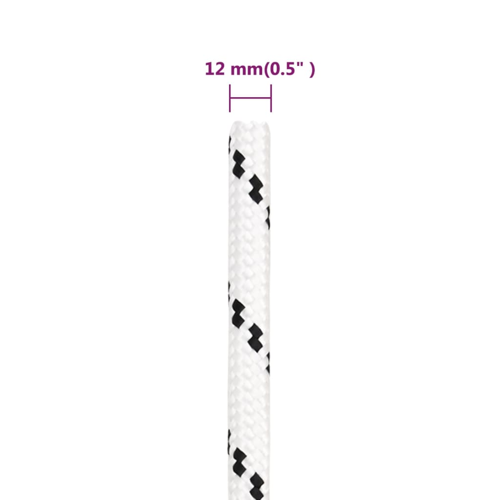 Pleteni brodski konop bijeli 12 mm x 100 m poliesterski