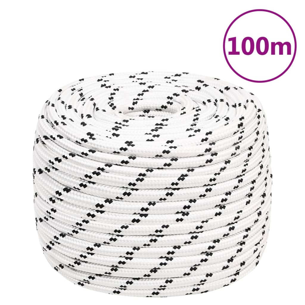 Pleteni brodski konop bijeli 14 mm x 100 m poliesterski