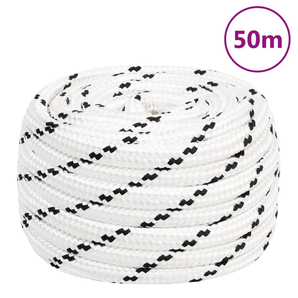 Pleteni brodski konop bijeli 20 mm x 50 m poliesterski