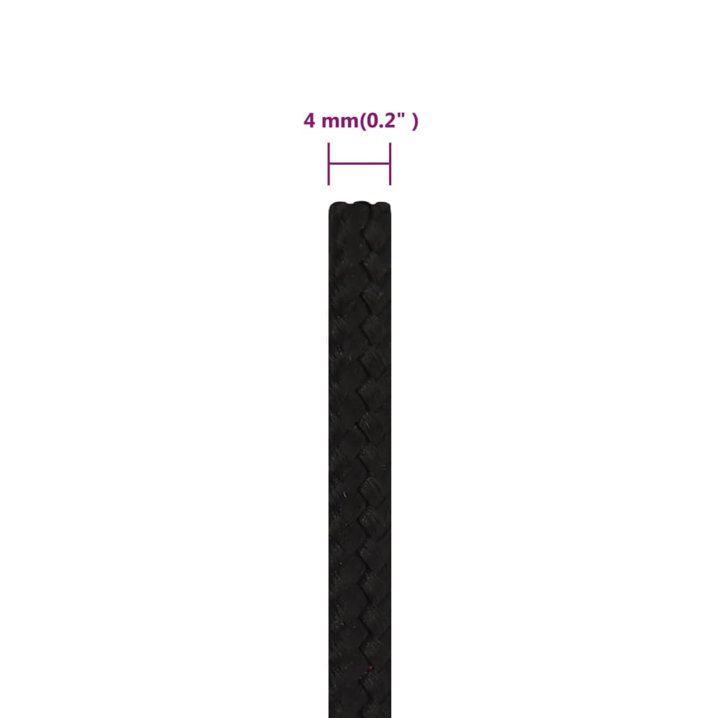 Radno uže crno 4 mm 100 m poliestersko