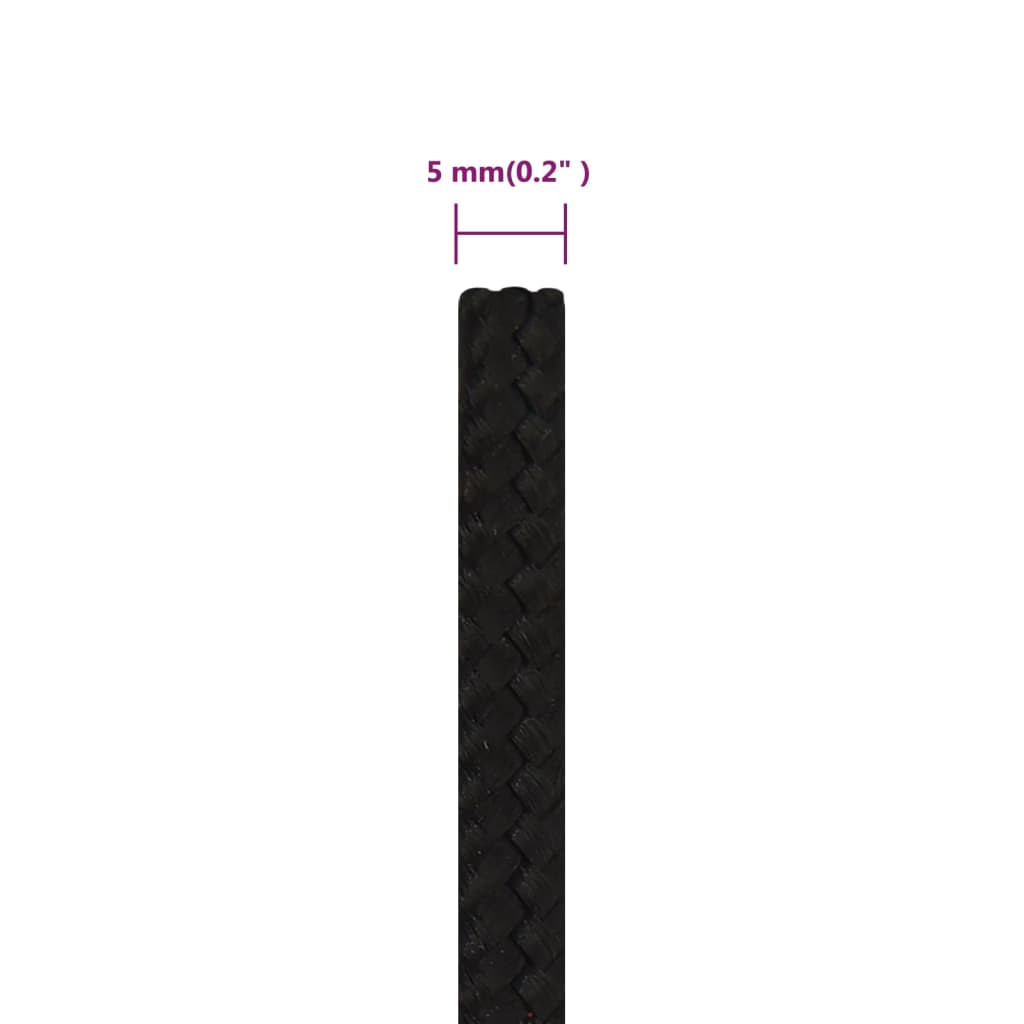 Radno uže crno 5 mm 50 m poliestersko