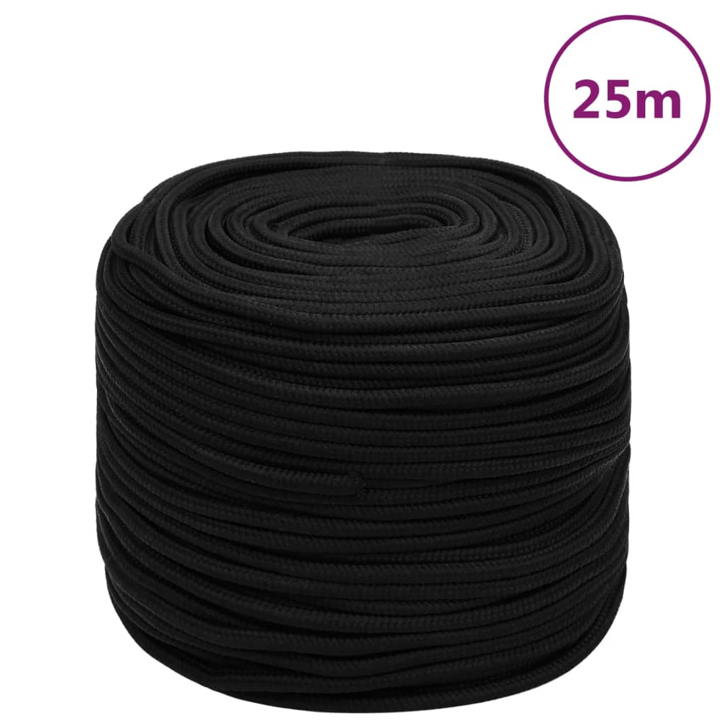 Radno uže crno 8 mm 25 m poliestersko