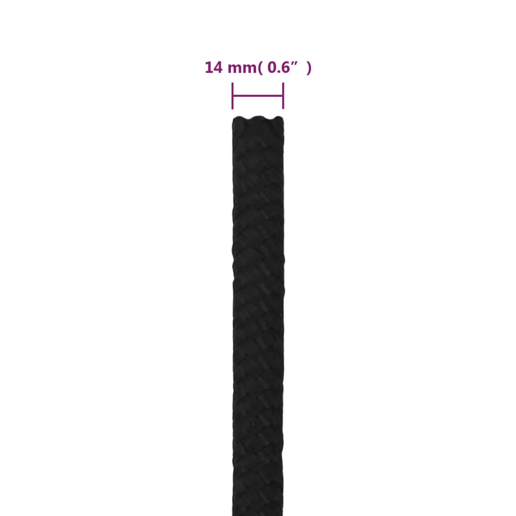 Radno uže crno 14 mm 250 m poliestersko
