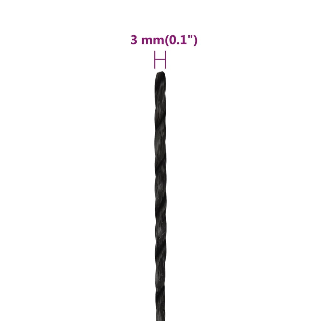 Radno uže crni 3 mm 25 m od polipropilena