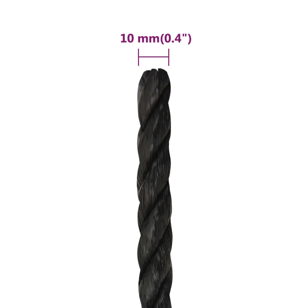 Radno uže crno 10 mm 100 m od polipropilena