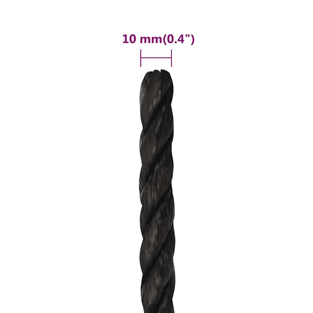 Radno uže crno 10 mm 500 m od polipropilena