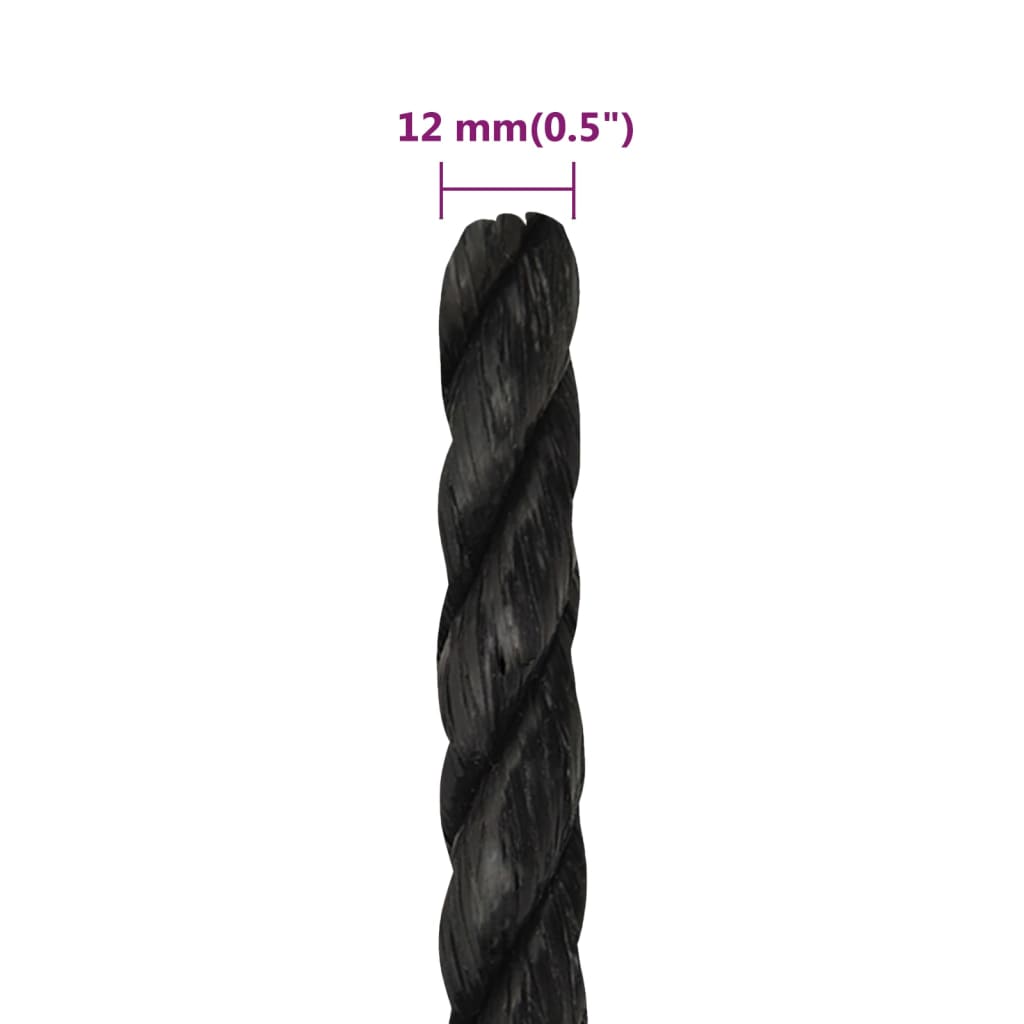 Radno uže crni 12 mm 50 m od polipropilena