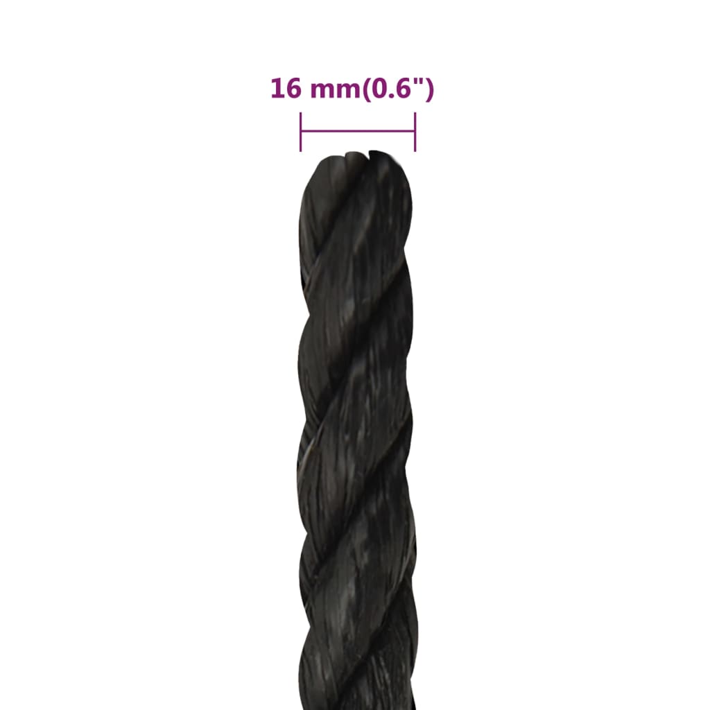 Radno uže crni 16 mm 50 m od polipropilena